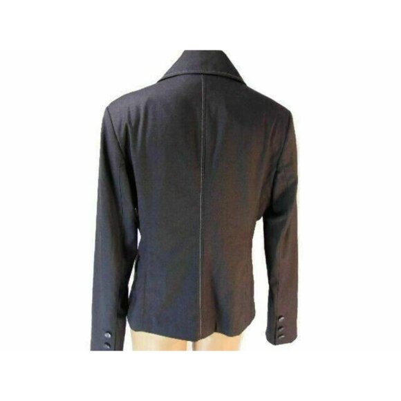Maeva Italia Charcoal Black Blazer US 12 IT 48 New Tags Lined Stretch Topstitch - Picture 3 of 12